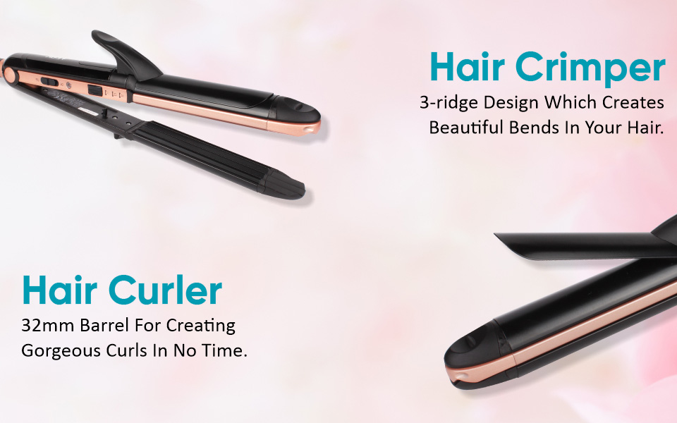 Buy Vega 3-In-1 Keratin Straightener Curler And Crimper Hair Styler ...