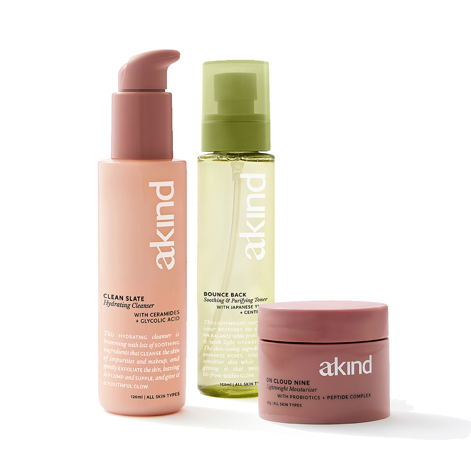 Akind | Akind Great To Hydrate Dry Skin Combo - Cleanser + Toner + Moisturizer