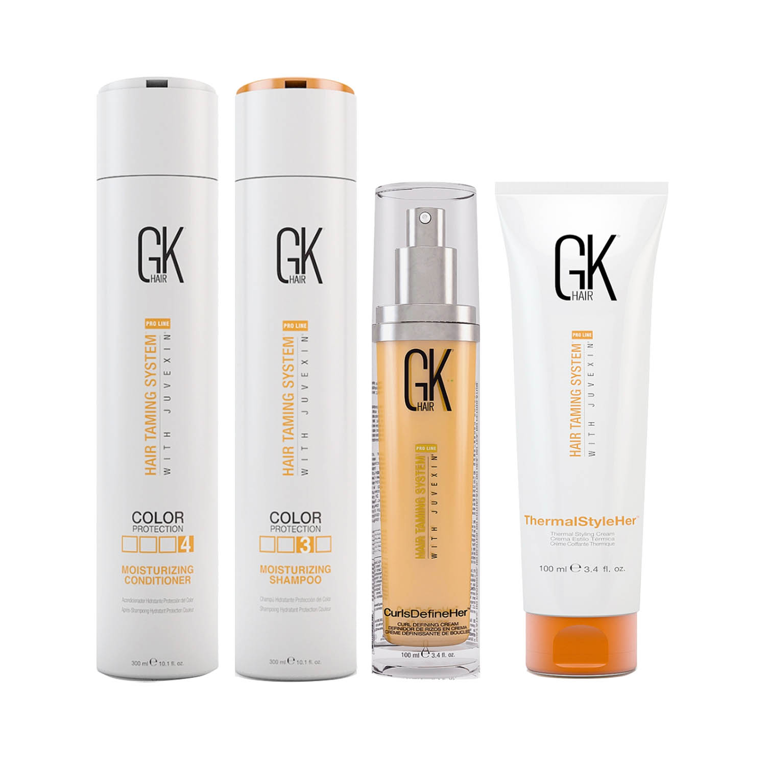 GK Hair | GK Hair Moisturizing Shampoo and Conditioner(300 ml) with Curls Defineher,Thermal Styler Cream Combo