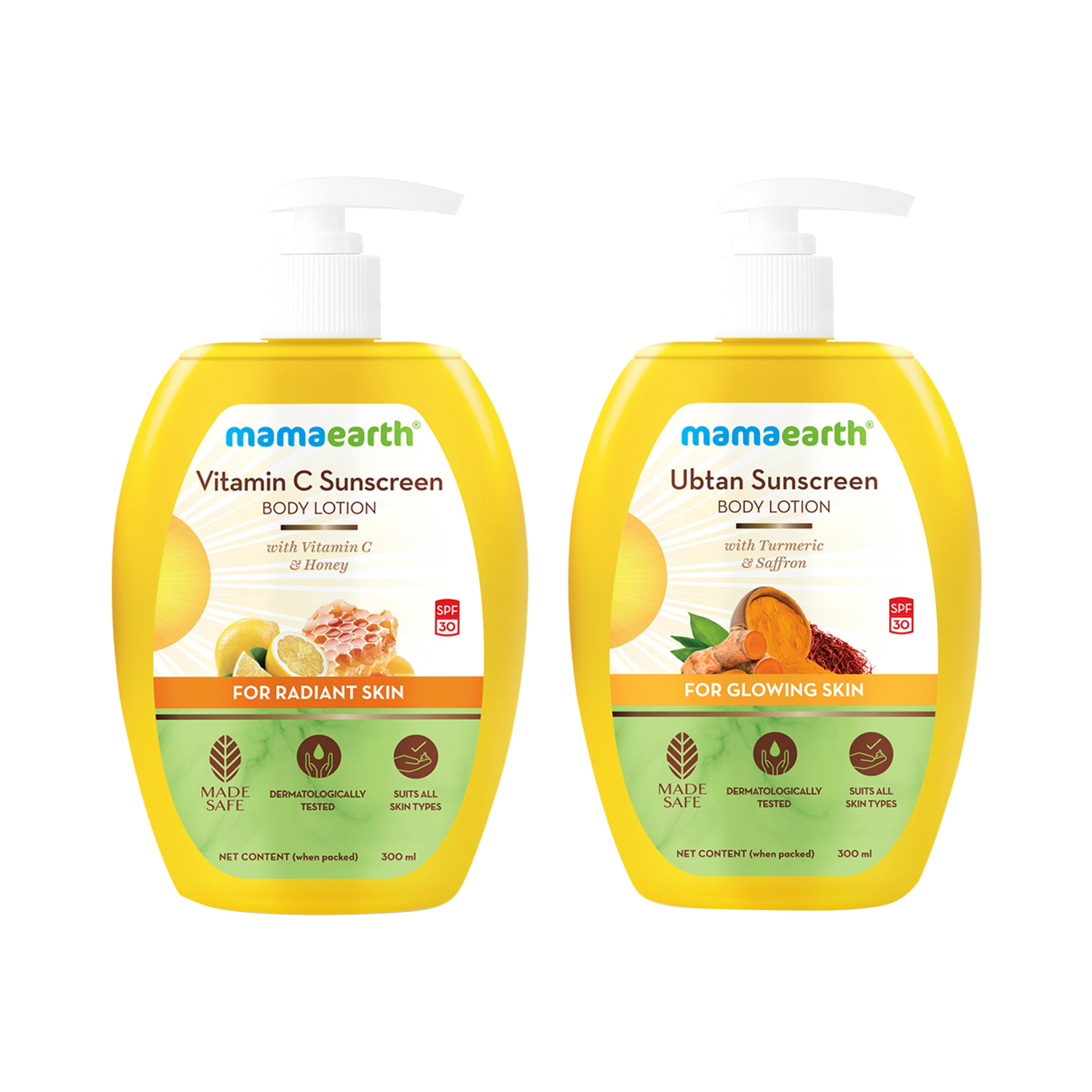 Mamaearth | Mamaearth Winter Body Lotion Duo (Ubtan + Vitamin C Body Lotions) - (300 ml x 2) Combo