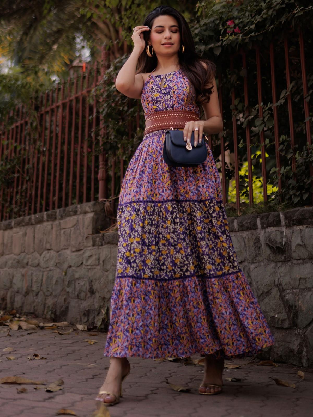 Purple Gia Long Dress