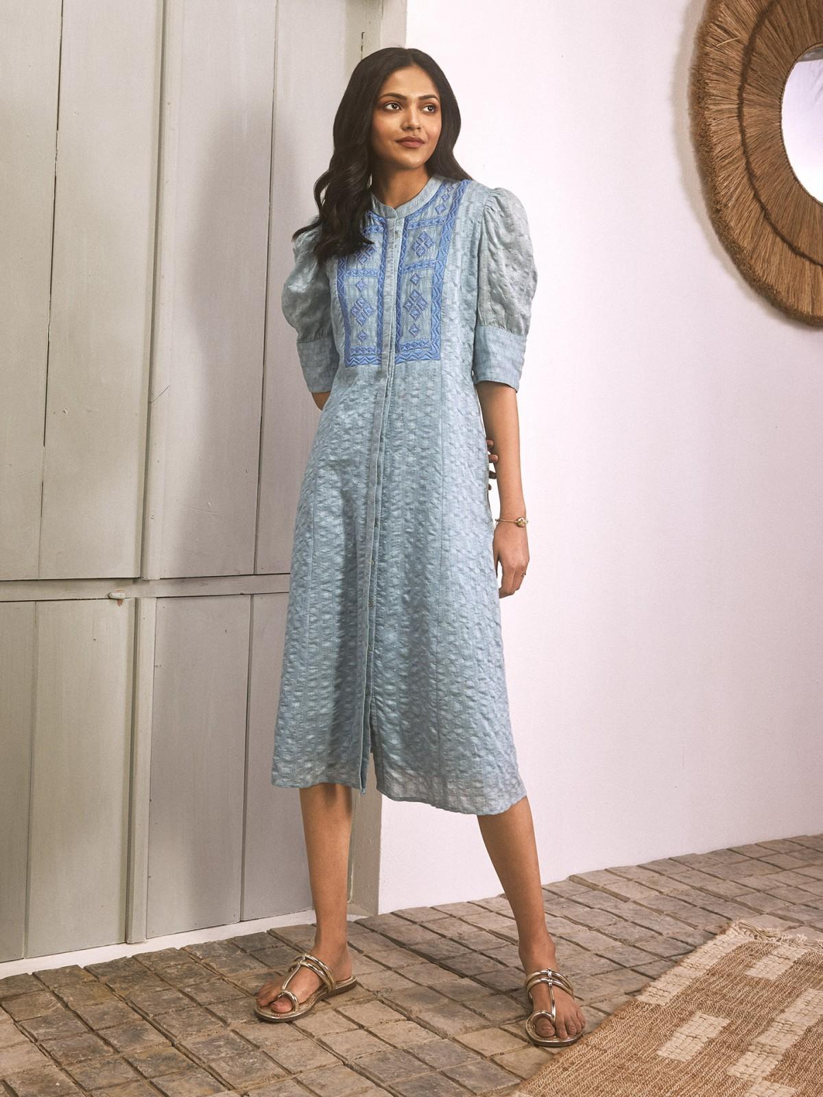 Blue Rubaiyat Solid Long Dress