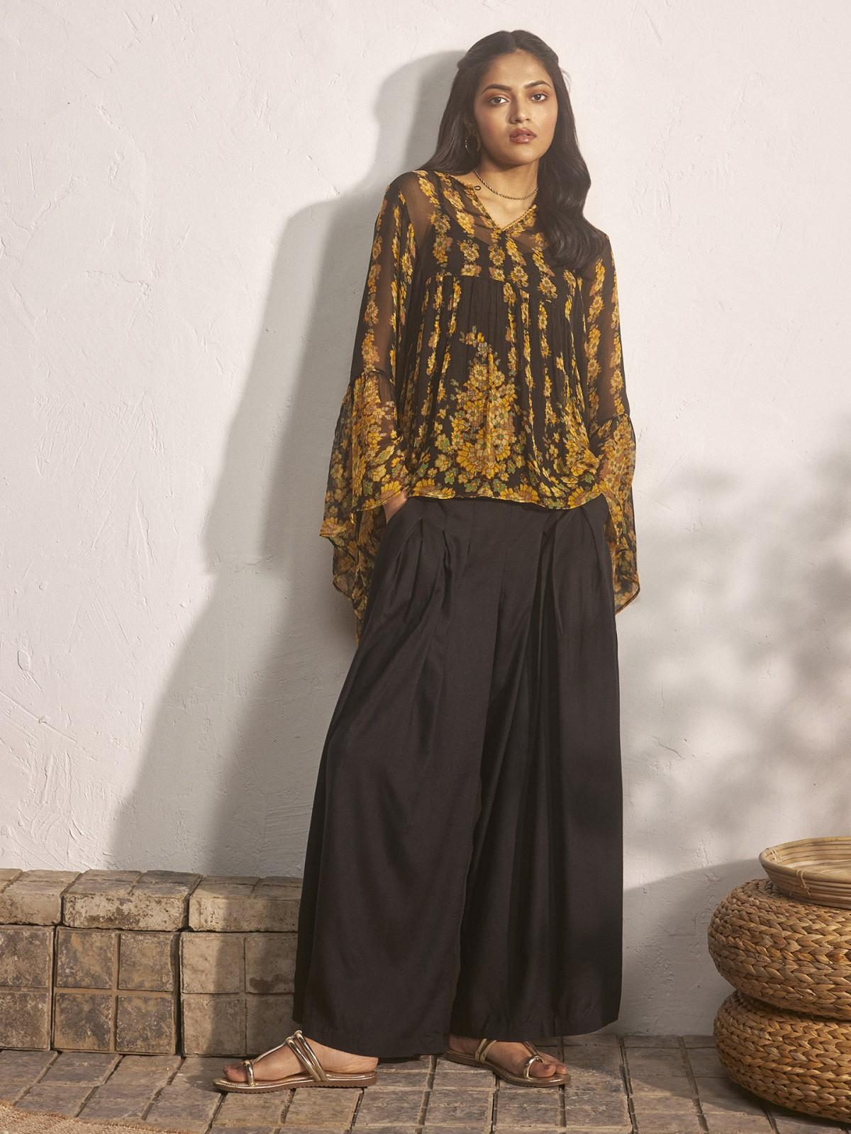 Black Aarya Peasant Top