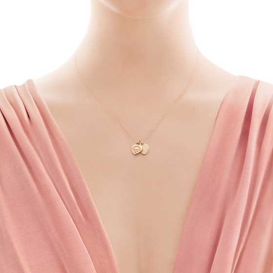 Tiffany & Co. - Return to Tiffany Mini Sterling Silver Pink Double Heart Tag Pendant Necklace