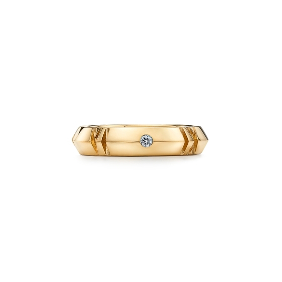 X Closed Narrow Ring in Yellow Gold with Diamonds, 4.5 mm Wide