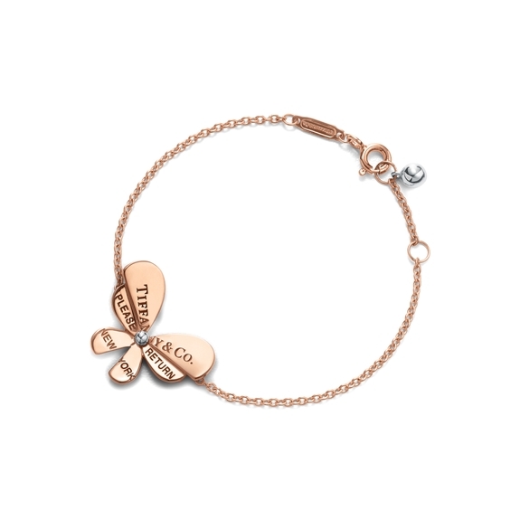 Butterfly Chain Bracelet in 18k Rose Gold and Sterling Silver