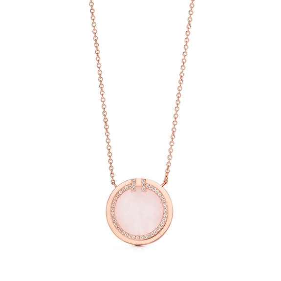 Diamond and Pink Opal Circle Pendant
