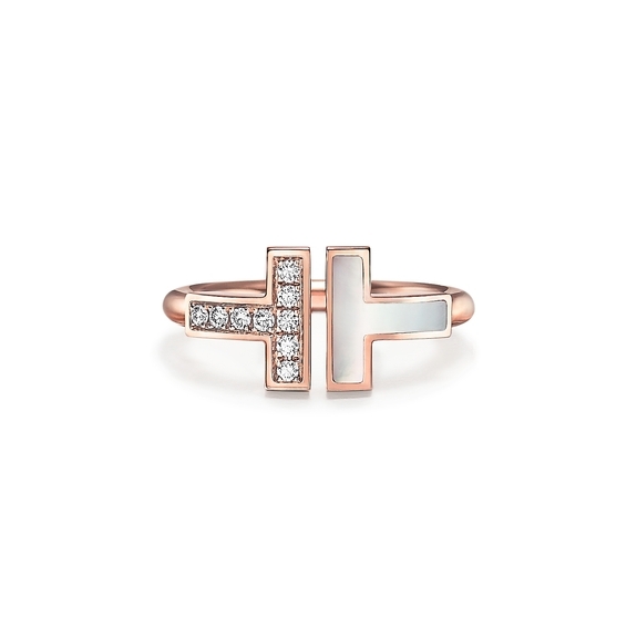 Diamond and Mother-of-pearl Wire Ring