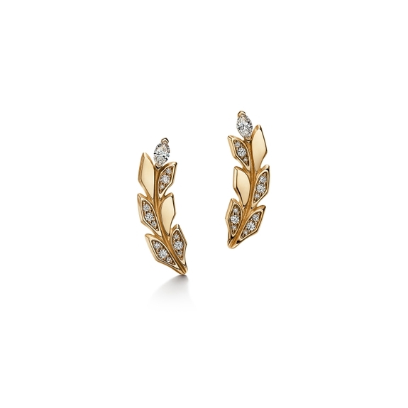 Vine Climber Earrings in Yellow Gold with Diamonds