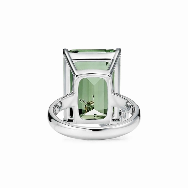 Green Quartz Ladybug Ring in Sterling Silver and 18k Rose Gold