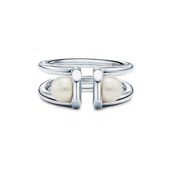 Double Pearl Ring in Sterling Silver