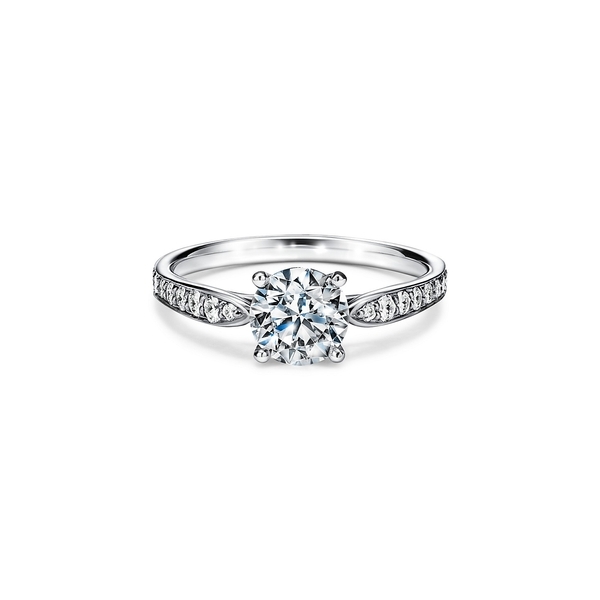 Tiffany Harmony™ Round Brilliant Engagement Ring with a Diamond Platinum Band