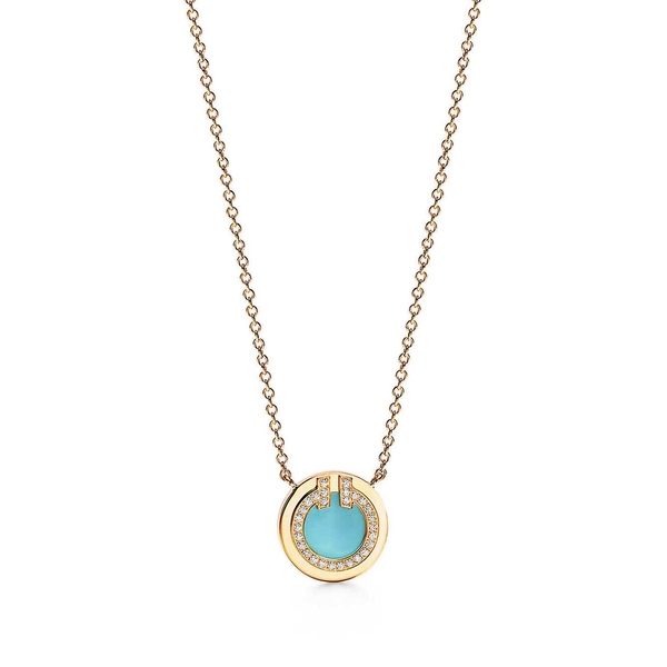 Diamond and Turquoise Circle Pendant