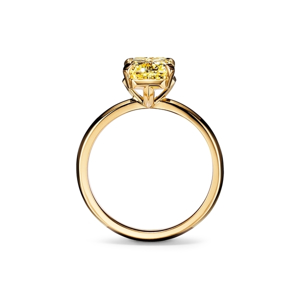 Engagement Ring with a Cushion-cut Yellow Diamond in 18k Yellow Gold