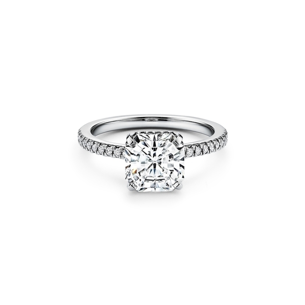 Engagement Ring with a Tiffany True® Diamond and a Platinum Diamond Band