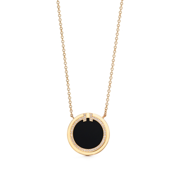 Diamond and Black Onyx Circle Pendant