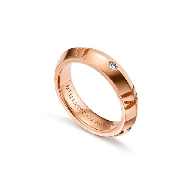 X Closed Narrow Ring in Rose Gold with Diamonds, 4.5 mm Wide