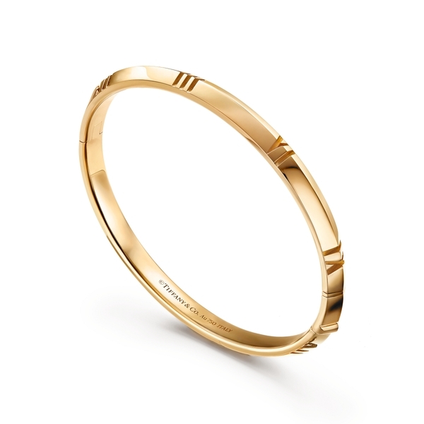 X Closed Narrow Hinged Bangle in Yellow Gold