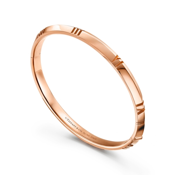X Closed Narrow Hinged Bangle in Rose Gold
