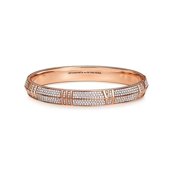  X Closed Wide Hinged Bangle in Rose Gold with Pavé Diamonds