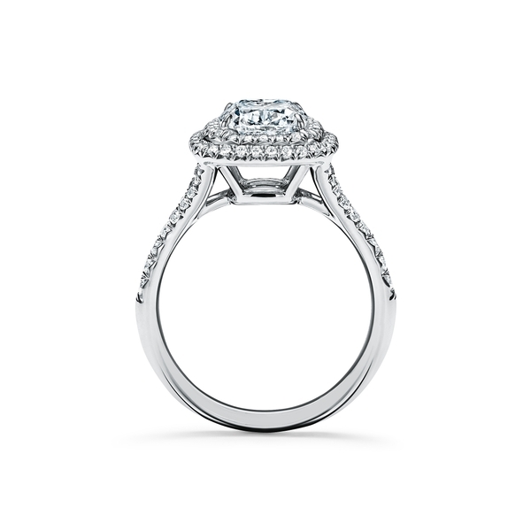 Tiffany Soleste Cushion-cut Double Halo Engagement Ring with a Diamond Platinum Band