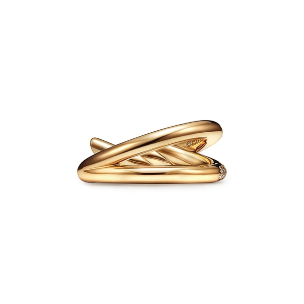 Double Row Ring in Yellow Gold with Diamonds