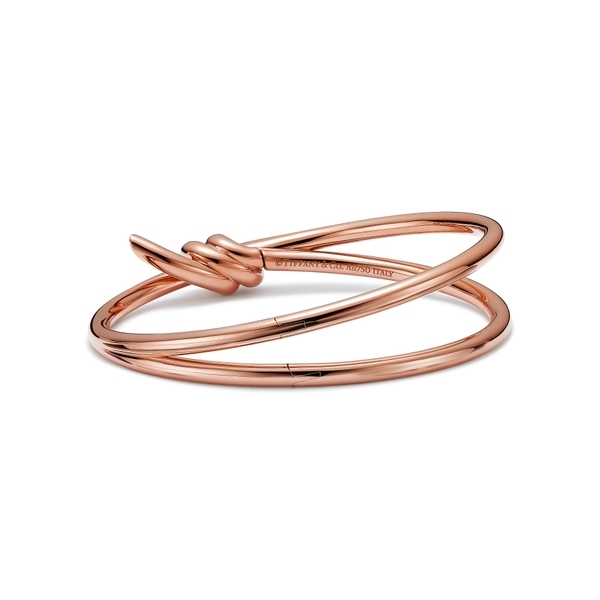 Double Row Hinged Bangle in Rose Gold