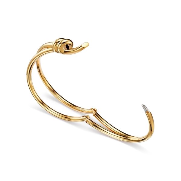 Double Row Hinged Bangle in Yellow Gold