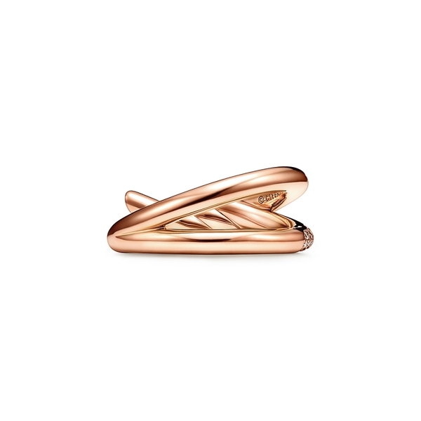 Double Row Ring in Rose Gold with Diamonds