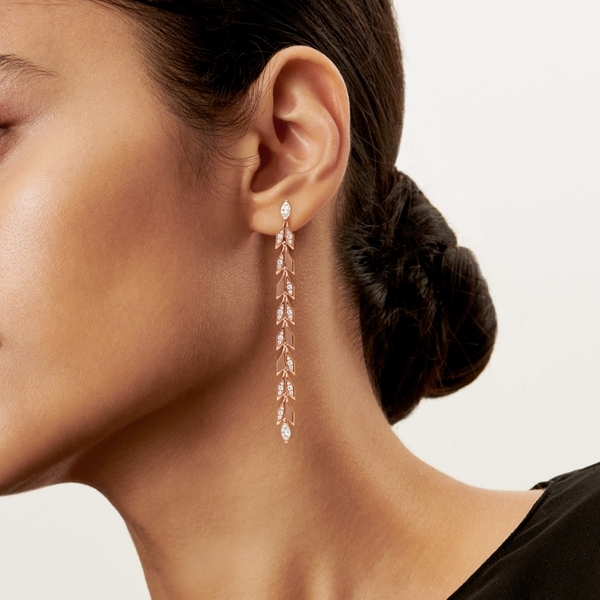 Vine Drop Earrings in Rose Gold with Diamonds