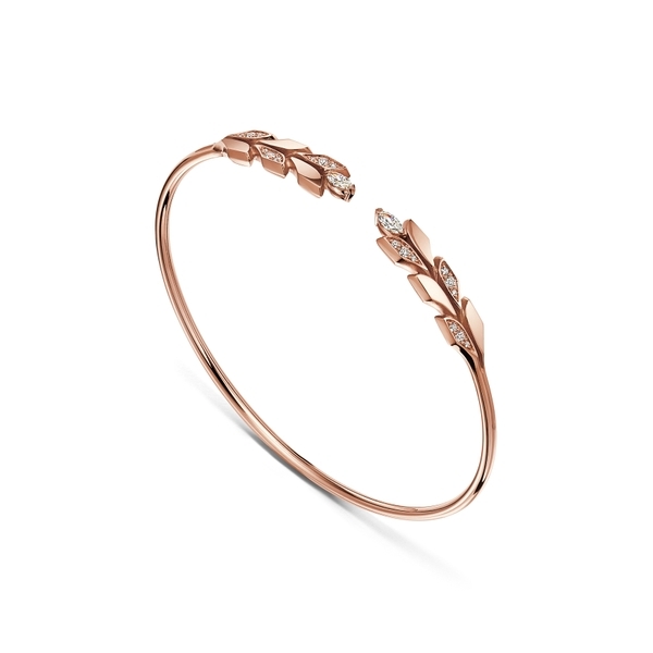 Vine Wire Bracelet in Rose Gold with Diamonds