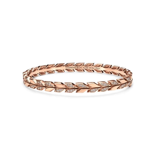 Vine Hinged Bangle in Rose Gold with Diamonds