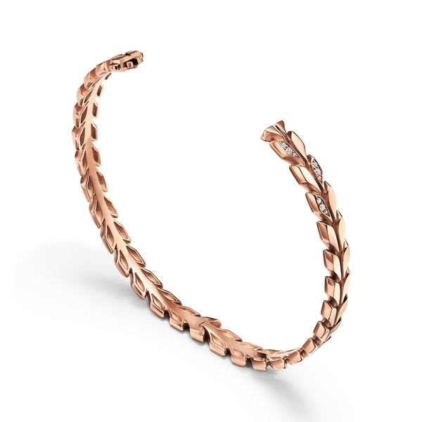 Vine Hinged Bangle in Rose Gold with Diamonds