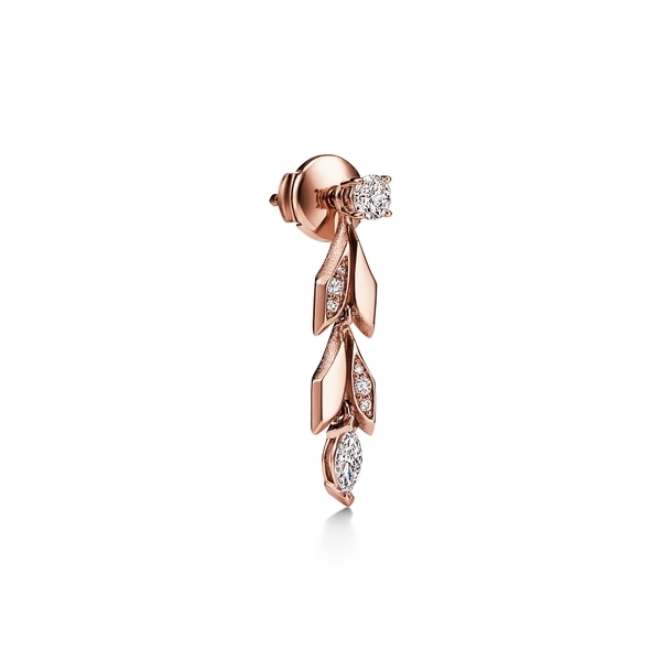 Vine Convertible Drop Earrings in Rose Gold with Diamonds