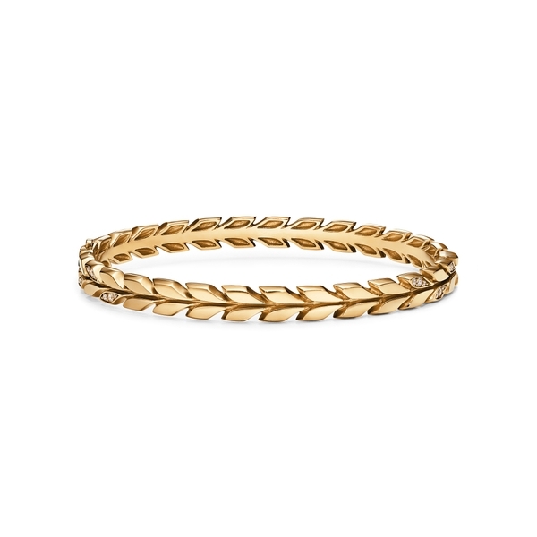 Vine Hinged Bangle in Yellow Gold with Diamonds