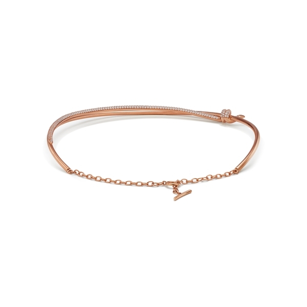 Double Row Necklace in Rose Gold with Diamonds