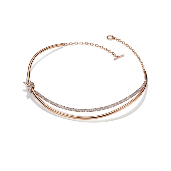 Double Row Necklace in Rose Gold with Diamonds