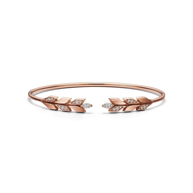 Tiffany T Wire Bracelet in Rose Gold with Diamonds