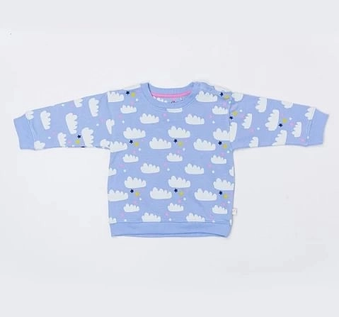 H by Hamleys Girls Full Sleeve Sweatshirt All Over Cloud Print Multicolor