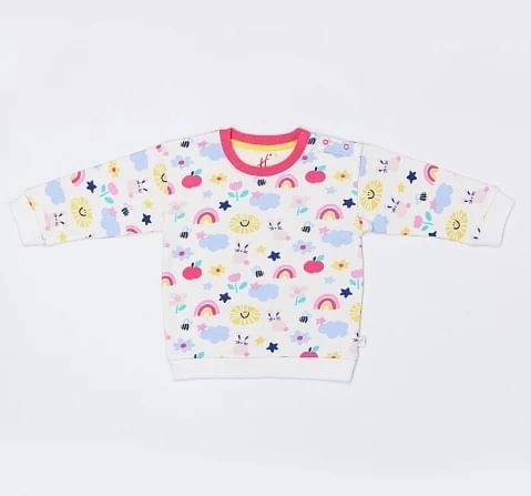 H by Hamleys Girls Full Sleeve Sweat Jogger Set Rainbow Print Multicolor