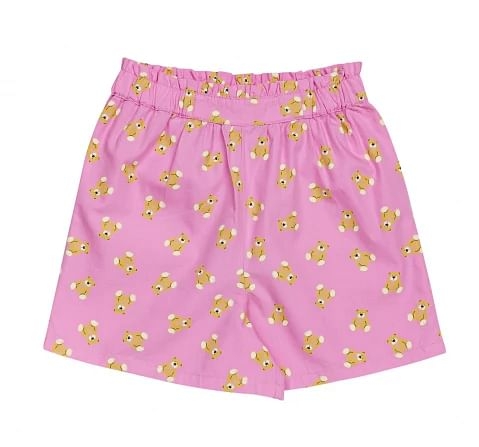 H by Hamleys Girls Shorts All Over Teady Bear Print-Pink