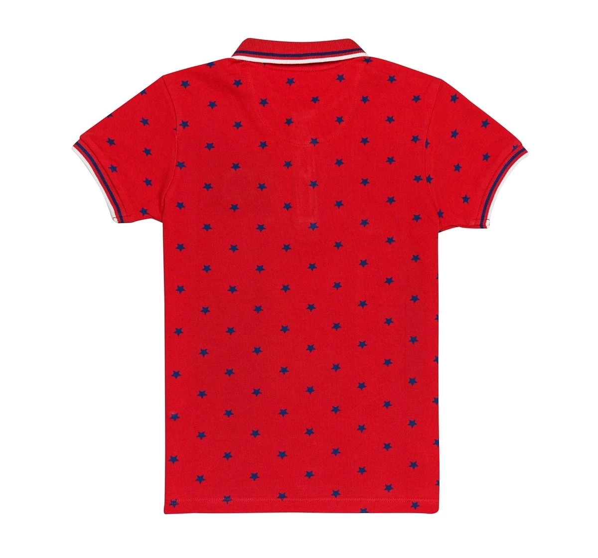 H by Hamleys Boys Short Sleeves Polo T-Shirt All Over Star Print-Red Multi
