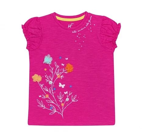 H by Hamleys Girls Short Sleeves Top Floral Print-Pink