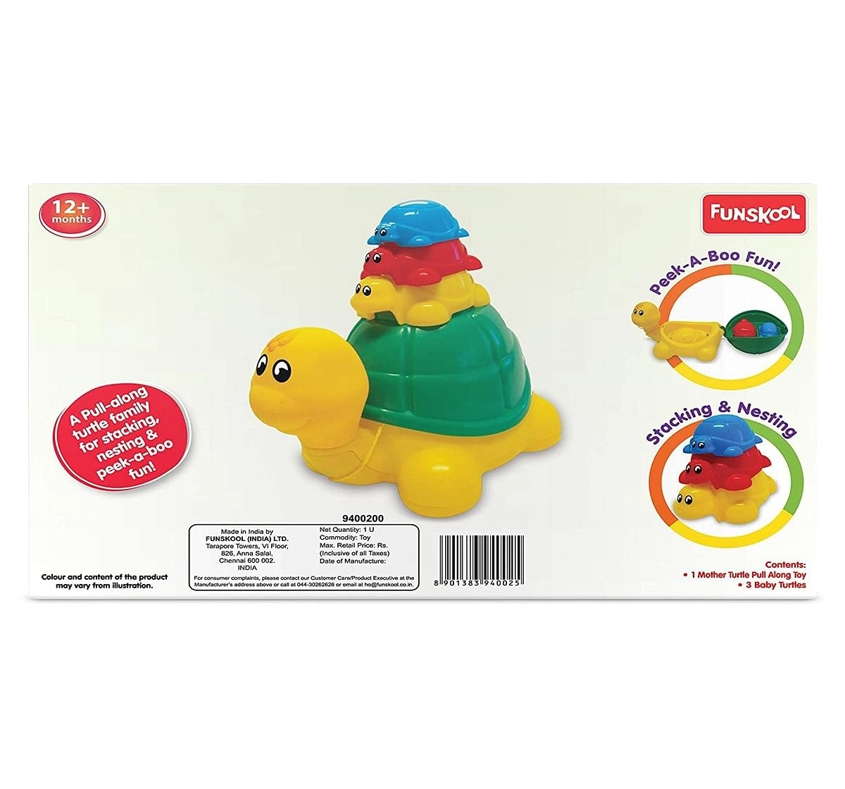 Giggles Ride 'N Hide Turtle Activity Toys for Kids age 12M+ 