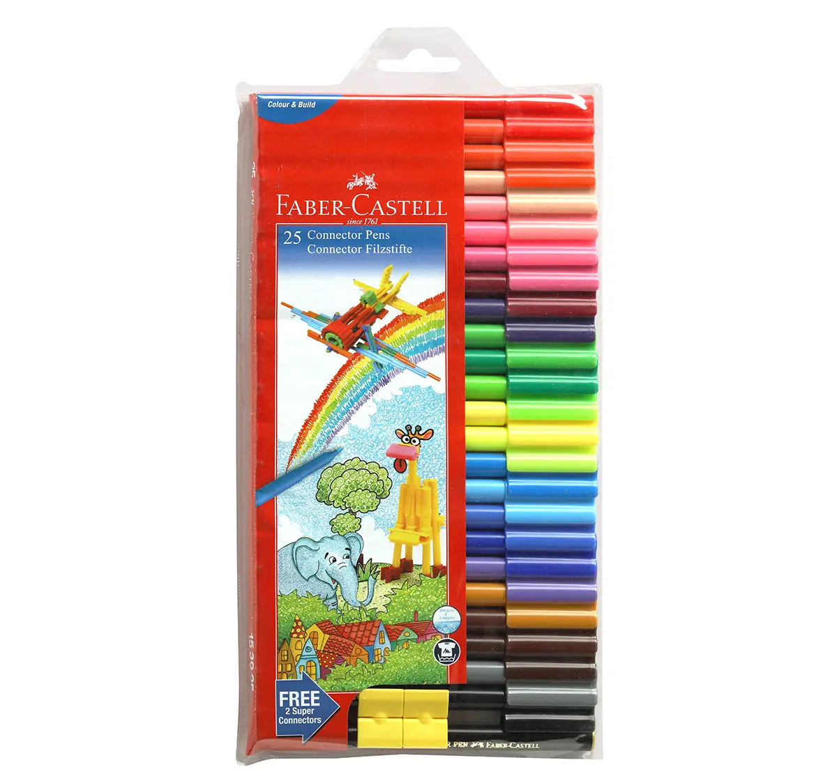 Faber-Castell Connector Pens -Pack of 25 , 5Y+ (Assorted)