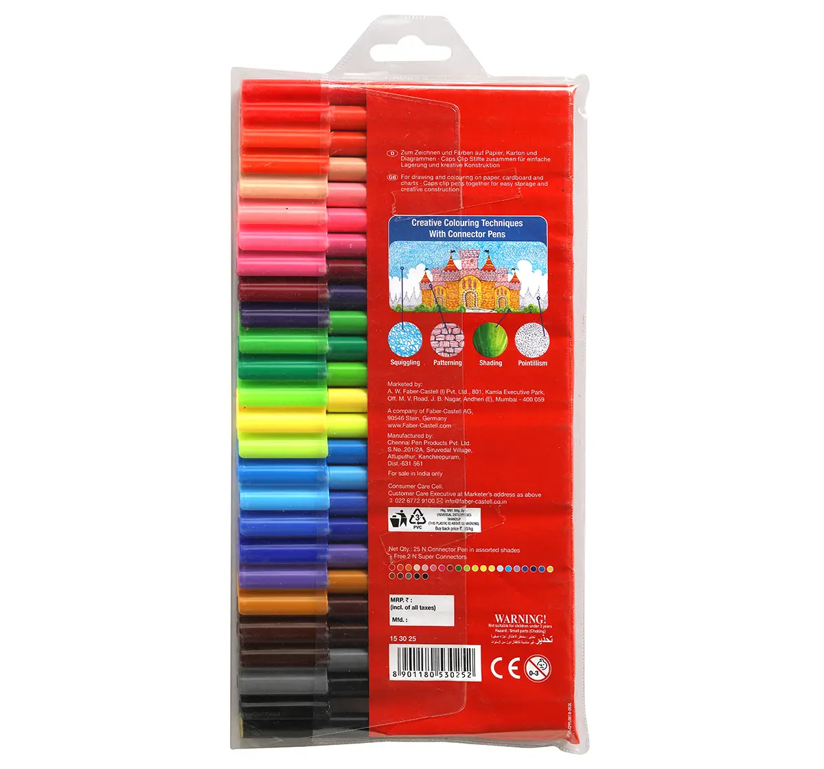 Faber-Castell Connector Pens -Pack of 25 , 5Y+ (Assorted)