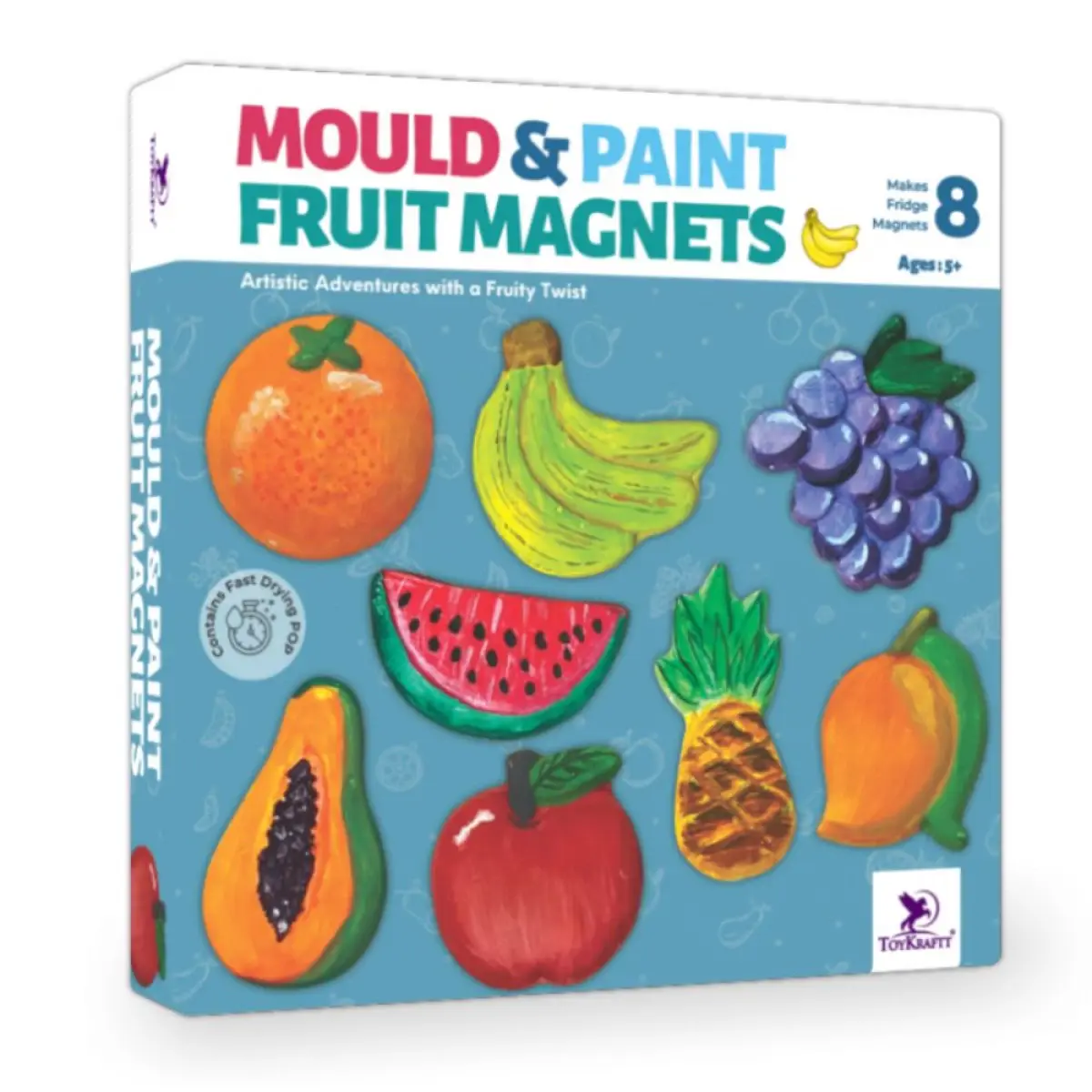 Toykraftt Fridge Magnet Making Kit Mould and Paint Fruit Magnets Multicolour, 5Y+