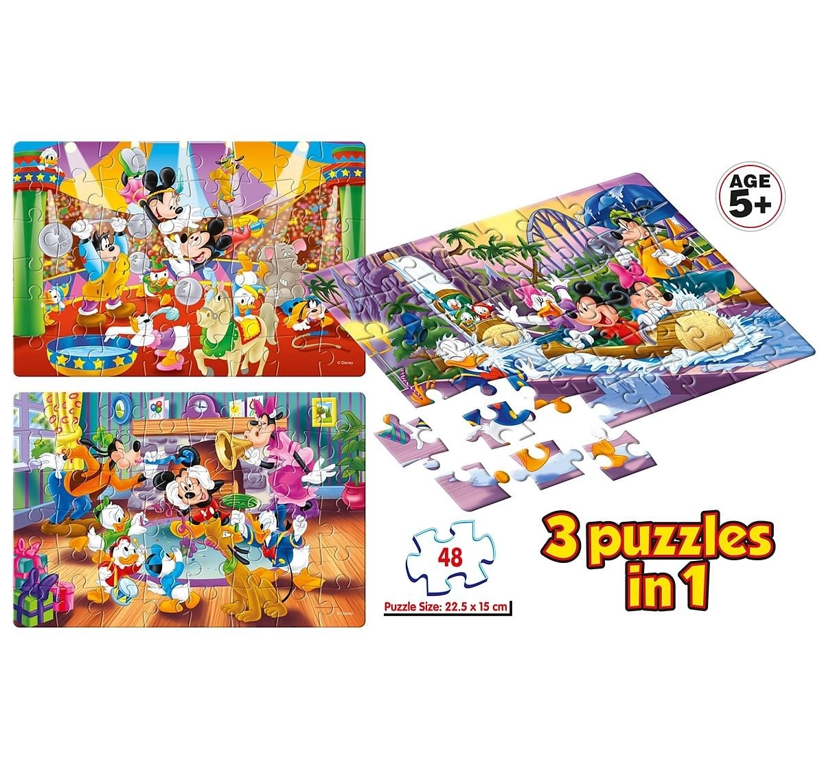 Disney  Frank Mickey Mouse Friends 3 In 1 Puzzles for Kids age 5Y+ 