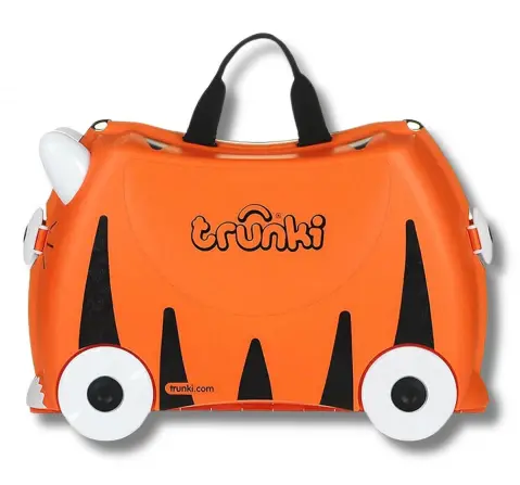 Trunki Tipu (Orange) Ride-On Suitcase, Carry-On Luggage for Kids, Fun Travel Companion with Toy Storage, 3Y+