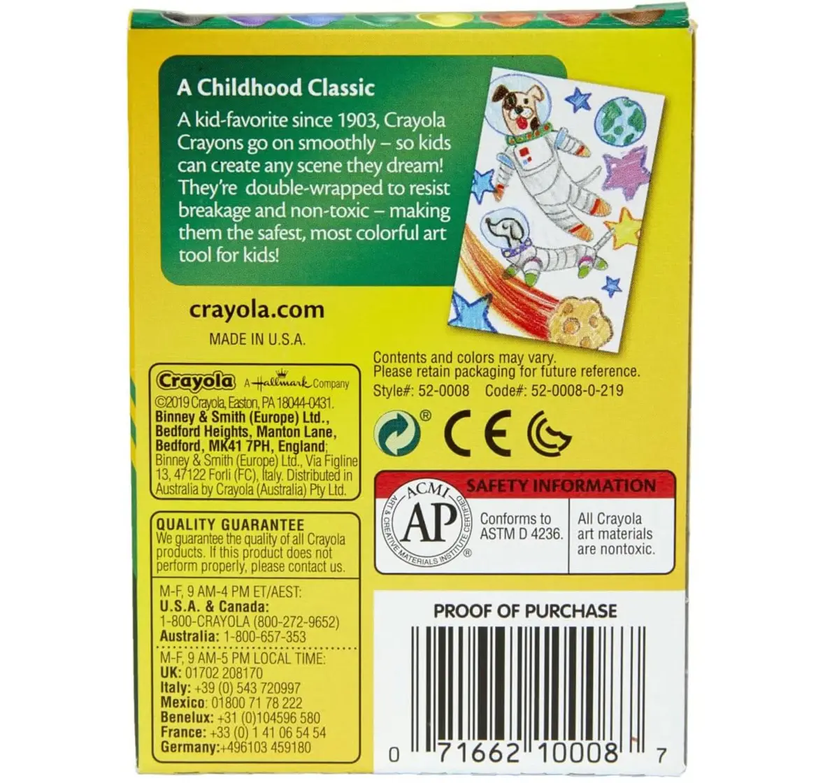 Crayola Classic Crayons, 8 pieces, 3Y+